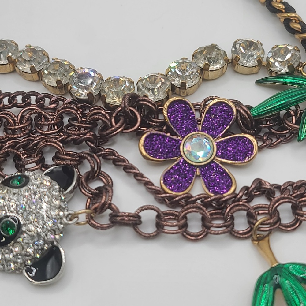 Betsey Johnson Necklace Jungle Monkey Panda Rhinestone 16" - Picture 5 of 16